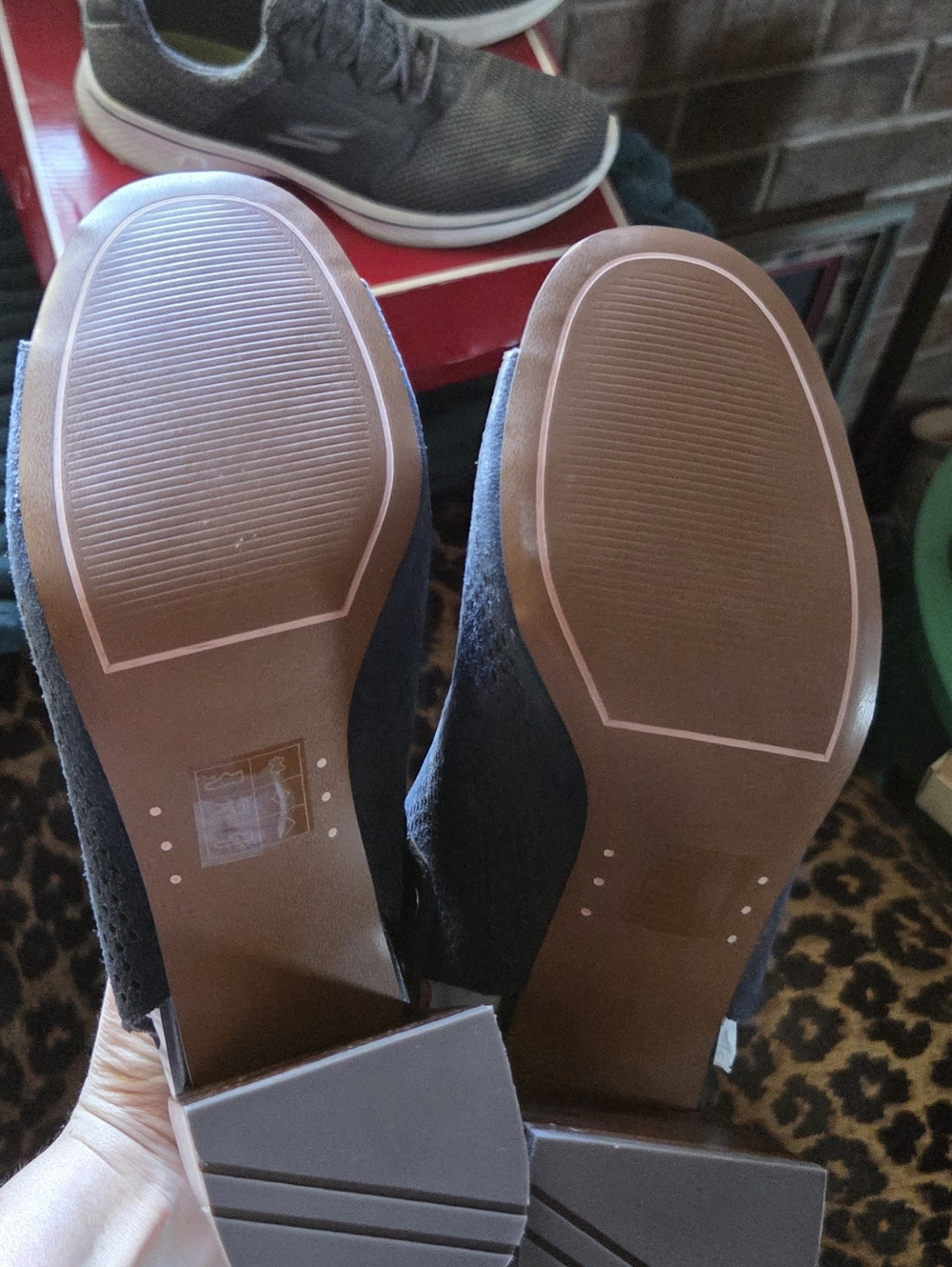 Women’s Navy Open-Toe Perforated Heel Sandals - Market And Spruce - Picture 3 of 5